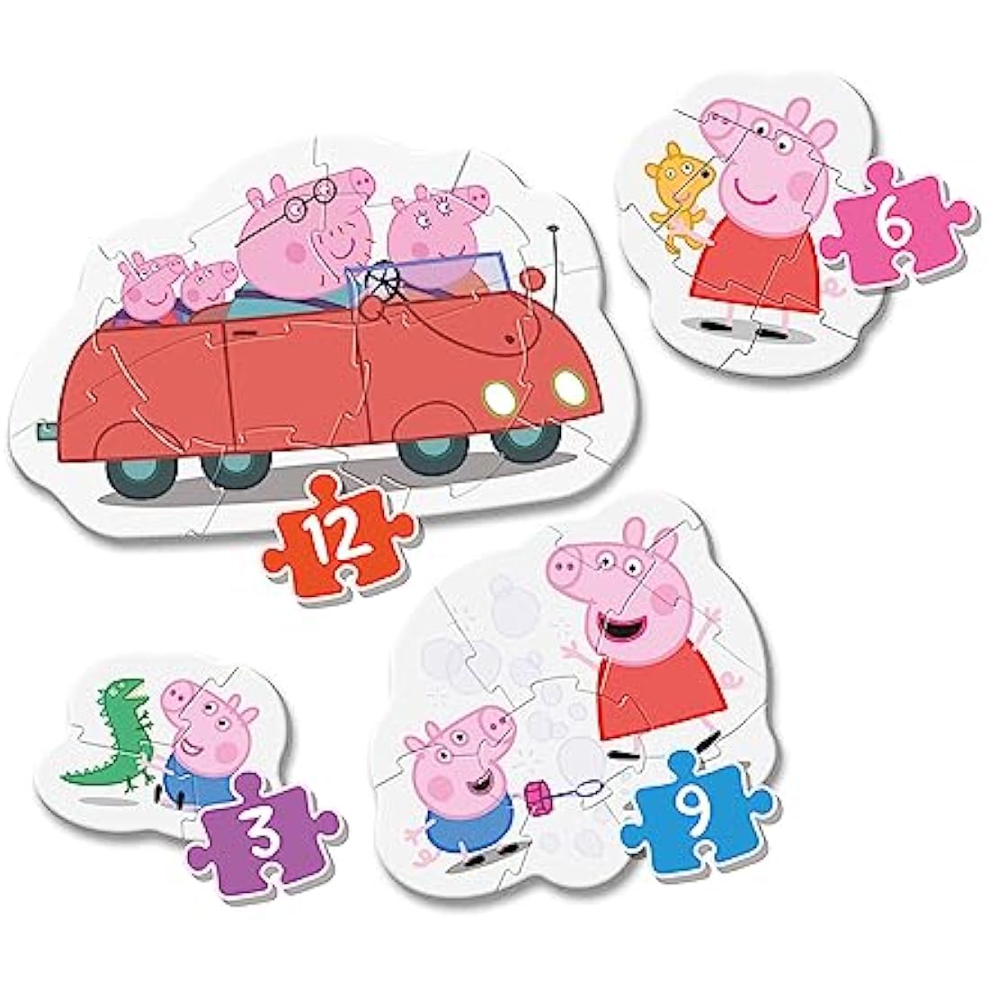 Clementoni 20829, Peppa Pig My First Puzzles for Toddlers - 3+6+9+12 Pieces, Ages 2 Years Plus
