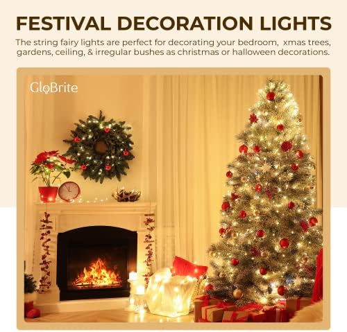 GloBrite Fairy Lights 1000 LED - Christmas Lights with 8 Modes Function for Christmas Tree Outdoor Lights Christmas Lights Garden Lights Christmas Tree Decorations - White