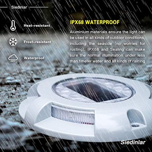Siedinlar Solar Deck Lights Outdoor Waterproof Ground Light Solar Lights Outdoor Garden for Pathway Driveway Step Dock 4 Pack (Blue)