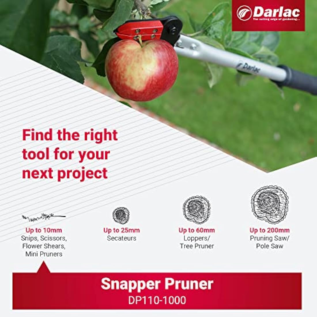 Darlac Snapper 1000mm Reach Pruner - Lightweight, Razor Sharp & Strong Ideal for Pruning, Deadheading & Collecting Fruit - Right & Left Handed Use - Perfect for Disabled Gardeners & Wheelchair Users