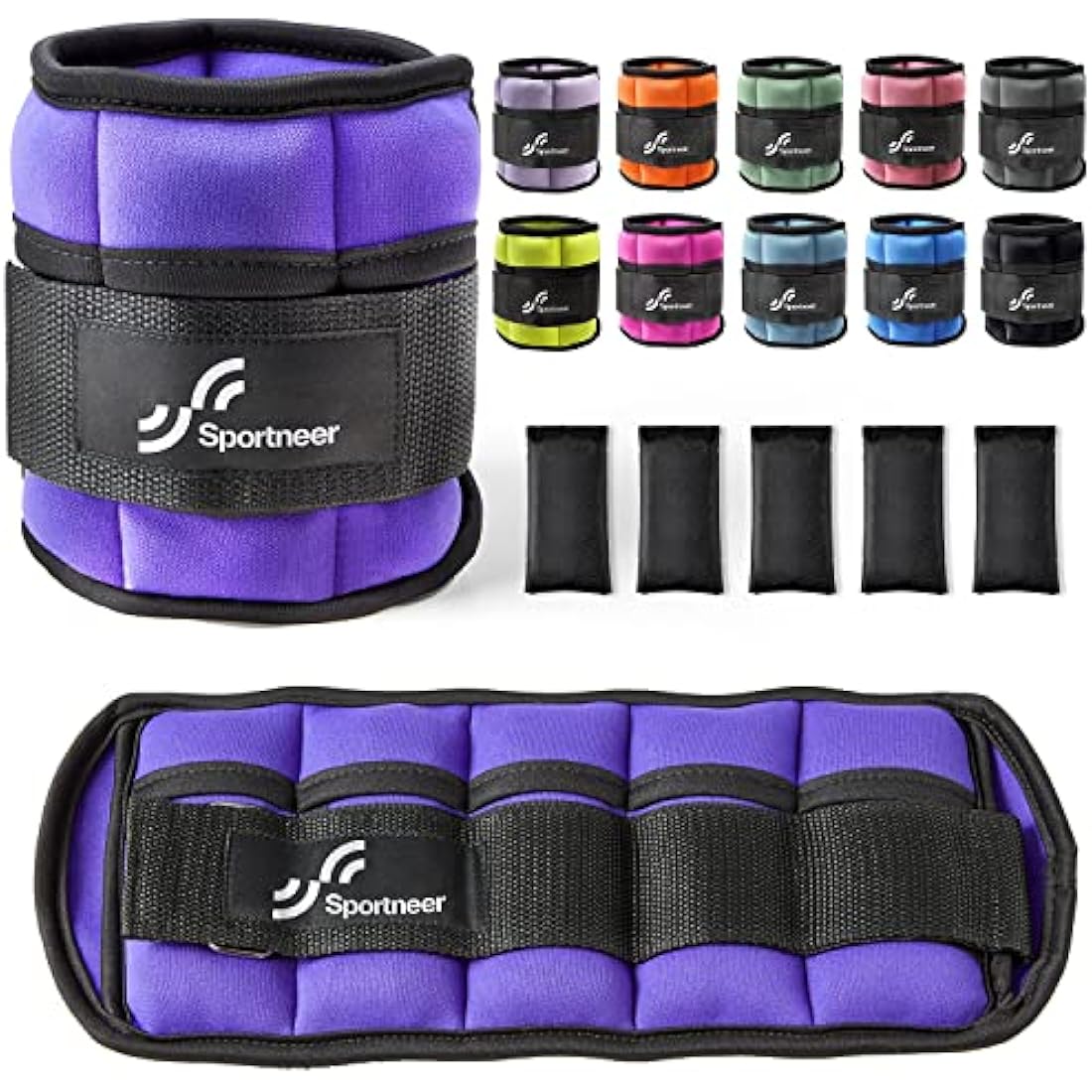 Sportneer Ankle Weights Adjustable Ankle Weights Set Wrist Strap 0.45kg - 2.25kg Each Ankle, 0.9kg - 4.5kg a Pair