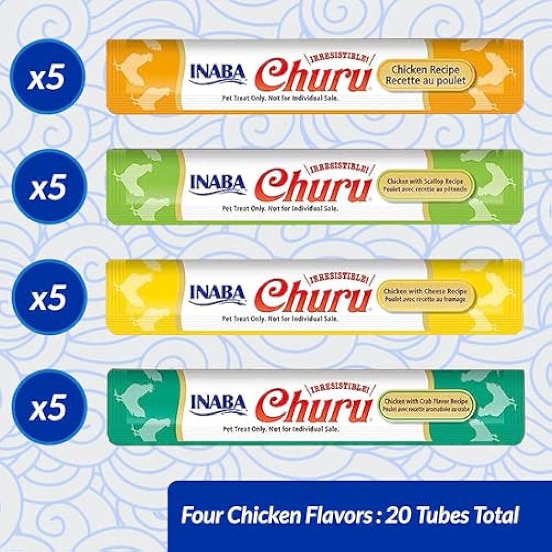 Churu by INABA Cat Treat - Chicken Variety Box - 1 Pack (20 x 14g total) / Soft & Creamy Cat Treat, Delicious & Healthy Snack, Purée Food Topper, Natural, Grain Free