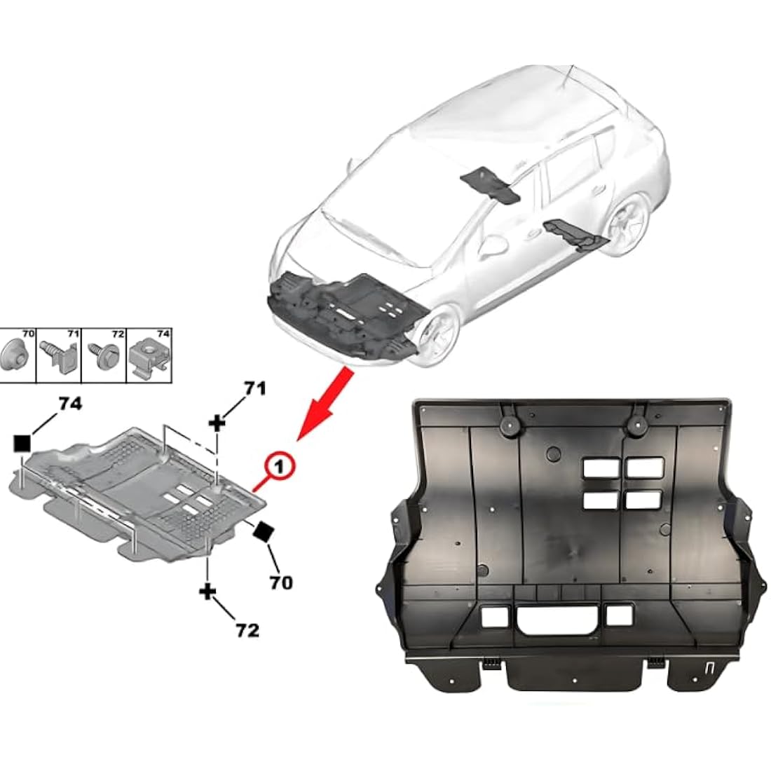 UNDER ENGINE COVER UNDERTRAY FITS PEUGEOT 308 3008 5008 PARTNER 7013CT 7013EC