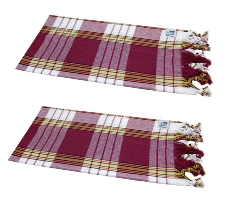 Scented Moments 2 x Peshtemal"Hamam Cloth" Classic Checked Approx. 80 x 180 cm, 100% cotton red