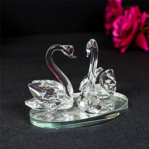 London Boutique Large Decorative Crystal Glass Animal Double Swan Model with swarovski crystal elements Giftware Present (1 piece)