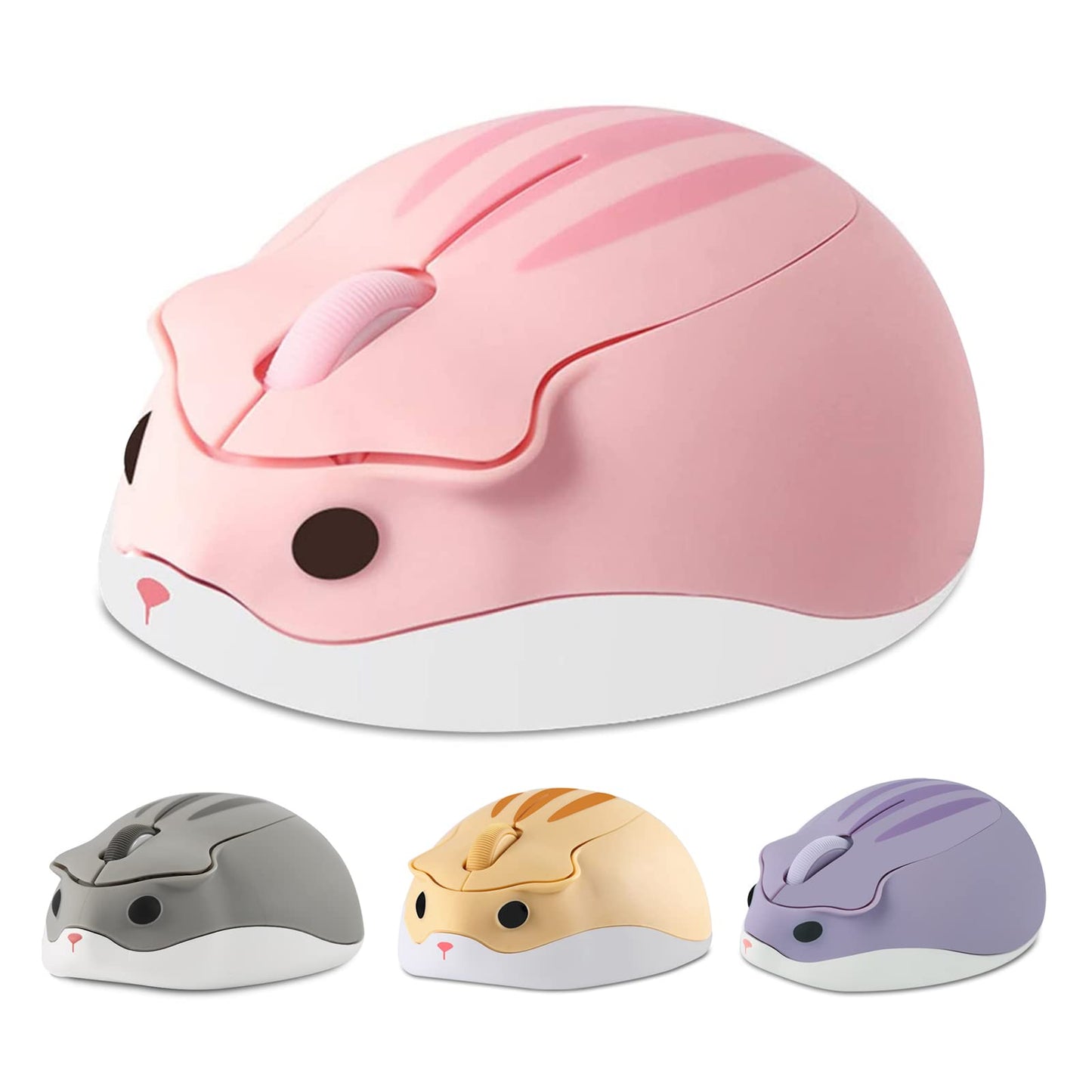 Cute Hamster Shape Pink Optical Mouse - Wireless, 1200 DPI, Noise Reduction, Ultra Portable Travel Mouse with 2.4 GHz USB Unifying Receiver for PC,
