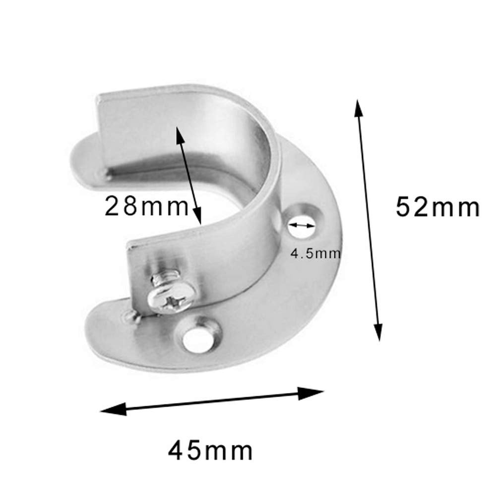 2 Pack Stainless Steel Closet Rod Brackets 28Mm Pole Sockets