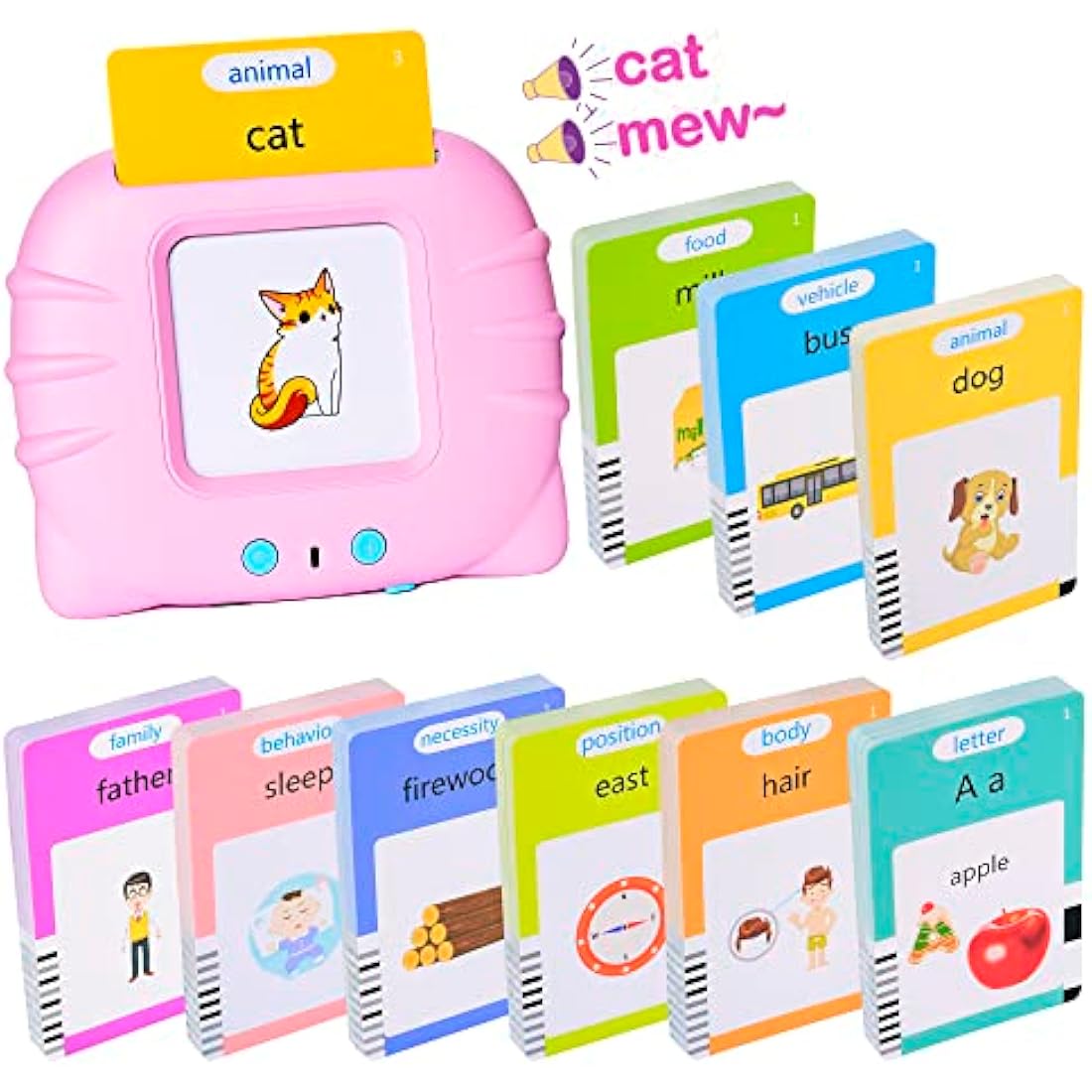 Talking Flash Cards Early Educational Toys for 3 4 5 6 Year Old Baby Boys Girls, Preschool Learning Reading Machine with 224/510 Words, Montessori Interactive Gift for Kids Toddlers