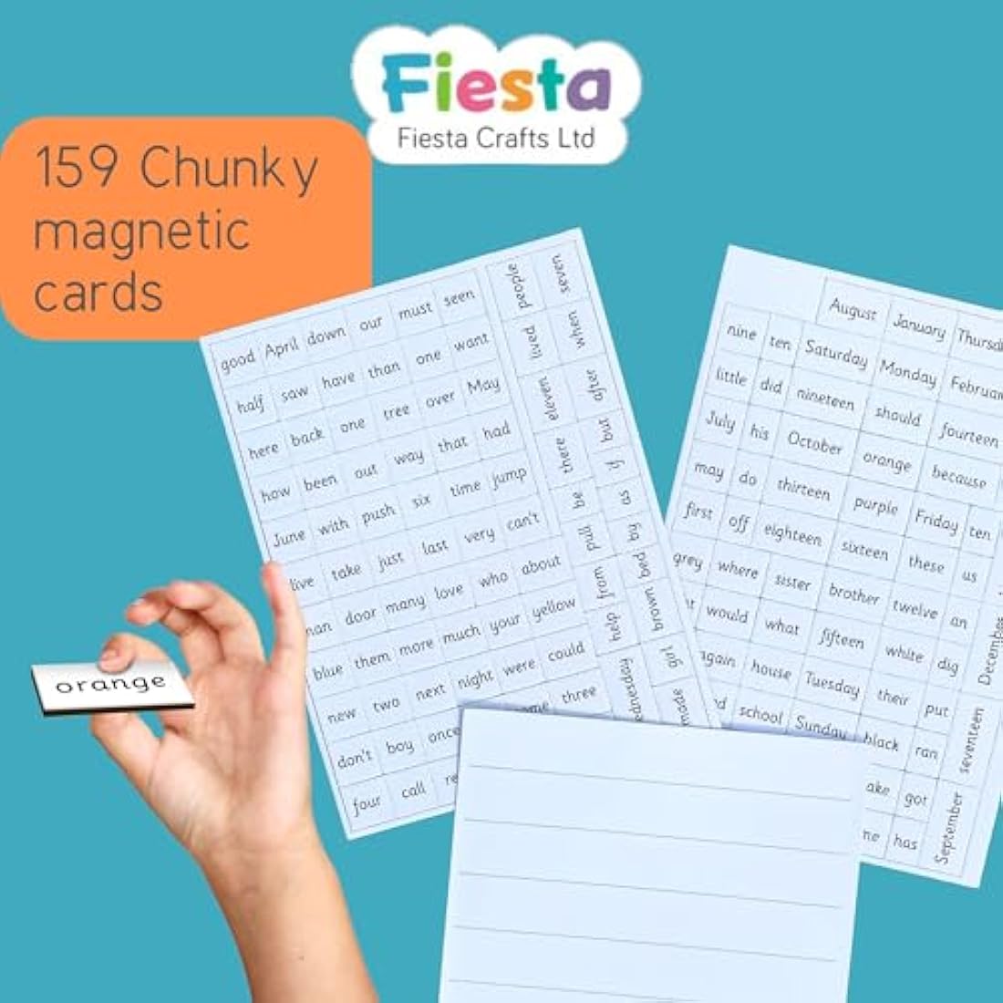 Magnetic Words Years 1 & 2 by Fiesta Crafts - Learning Resources - 160 word pieces & Magnetic Board - Early Development & Learning Toy. Ages 5+