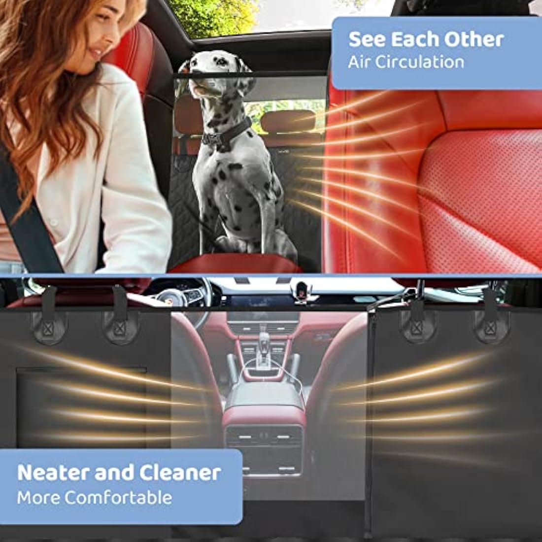 KYG Dog Seat Cover Dog Hammock For Car Back Seats With Side Protection And Mesh Visual Window, Durable Scratch Proof And Waterproof Pet Car Seat Cover For Cars/Trucks/Suv 135 X 148 Cm All Black