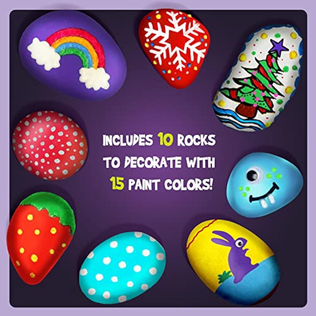 Rock Painitng Kit - Arts and Crafts for Kids - Paint Your Own Rock Sets for Kids with Glow in The Dark Painting - Gifts for Kid Ages 5 6 7 8 9 10 Years Old Boys & Girls
