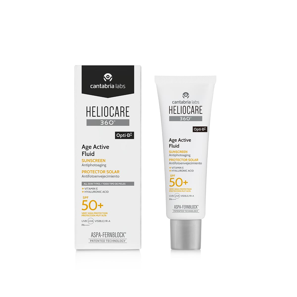 Heliocare 360? Age Active Fluid, SPF50 Sun Cream with Fernblock+? Technology to Protect Against UVA, UVB, Visible Light and Infrared A-Rays,
