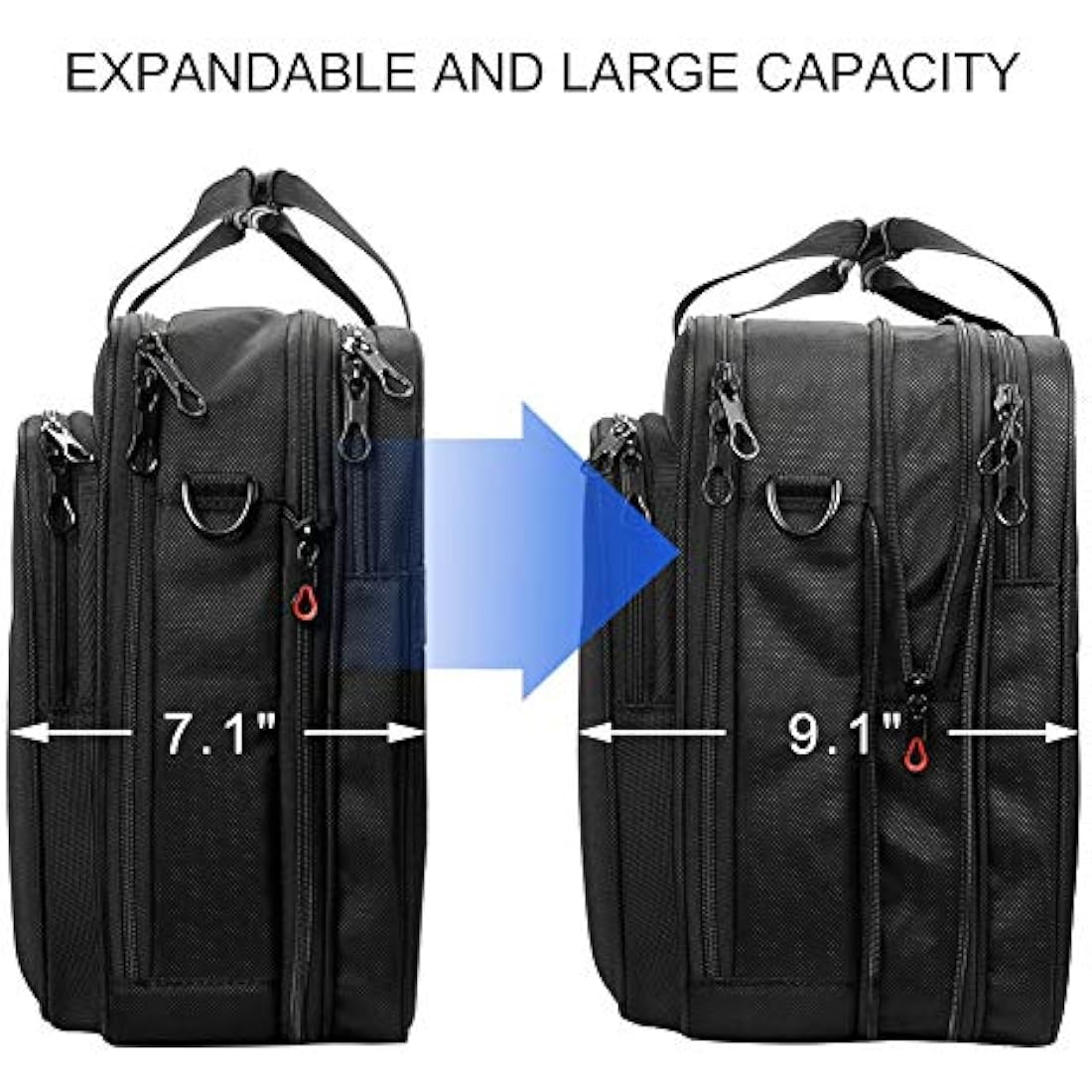 KROSER Laptop Bag XXL Laptop Briefcase Fits Up To 18 Inch Laptop Water-Repellent Light Weight Gaming Computer Bag Shoulder Bag Expandable Capacity For Travel/Business/School/Men-Black