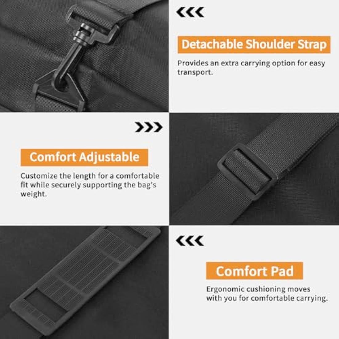 Dokon Garden Furniture Cushion Storage Bag Waterproof Christmas Tree Storage Bag Anti-UV Heavy Duty Oxford Fabric Outdoor Cushion Bags with Durable Handle and Zipper (125x40x55cm) - Black
