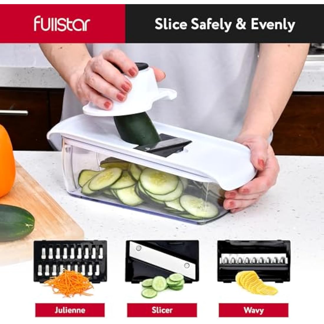Vegetable Chopper & Mandoline Slicer with Container - Veggie Onion Salad Food Cutter Dicer - Julienne & Wavy Slicer - Grater Zester - Kitchen Tools Gadgets - Home Essentials (8-in-1 PRO White)