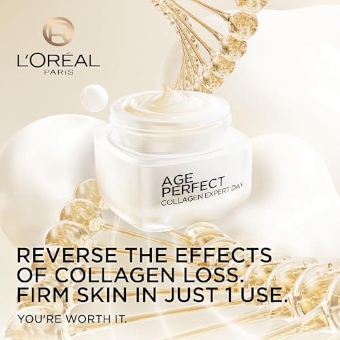 L’Oréal Paris Age Perfect Collagen Expert Retightening Day Cream 50+, For Visibly Firmer more Supple Skin, Moisturise and Hydrated Skin, Formulated with Collagen AA Fractions, 50ml