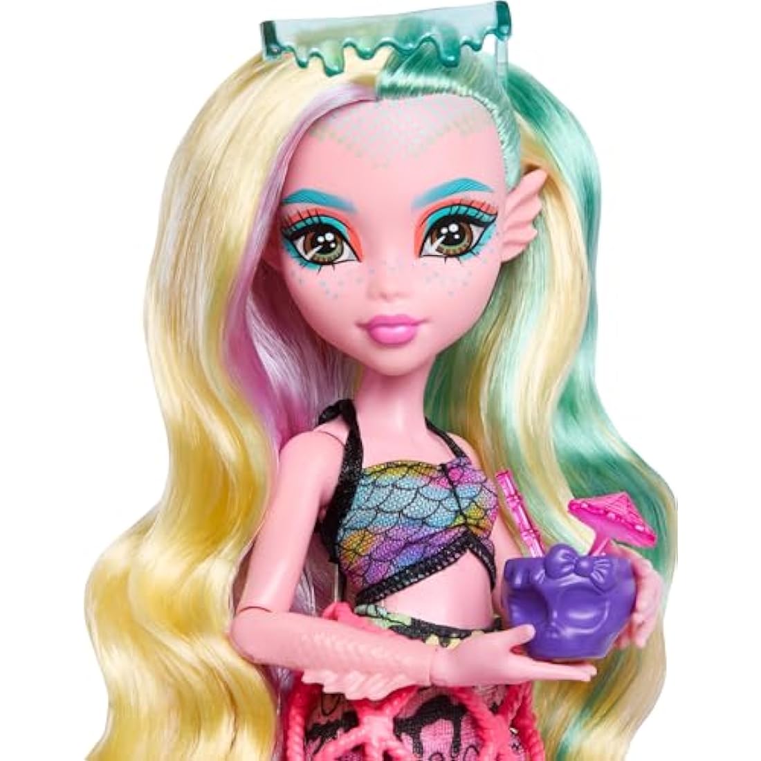 Monster High Doll and Playset, Lagoona Blue Scare-adise Island Snack Shack with Food Accessories and Color Change Drinks, HRP70
