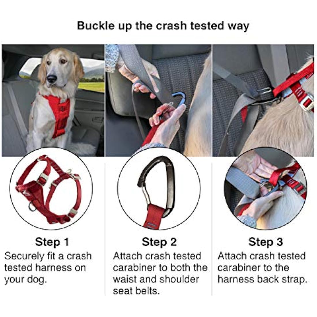 Kurgo, Enhanced Strength Tru-Fit Smart Harness for Dogs, Charcoal, Large