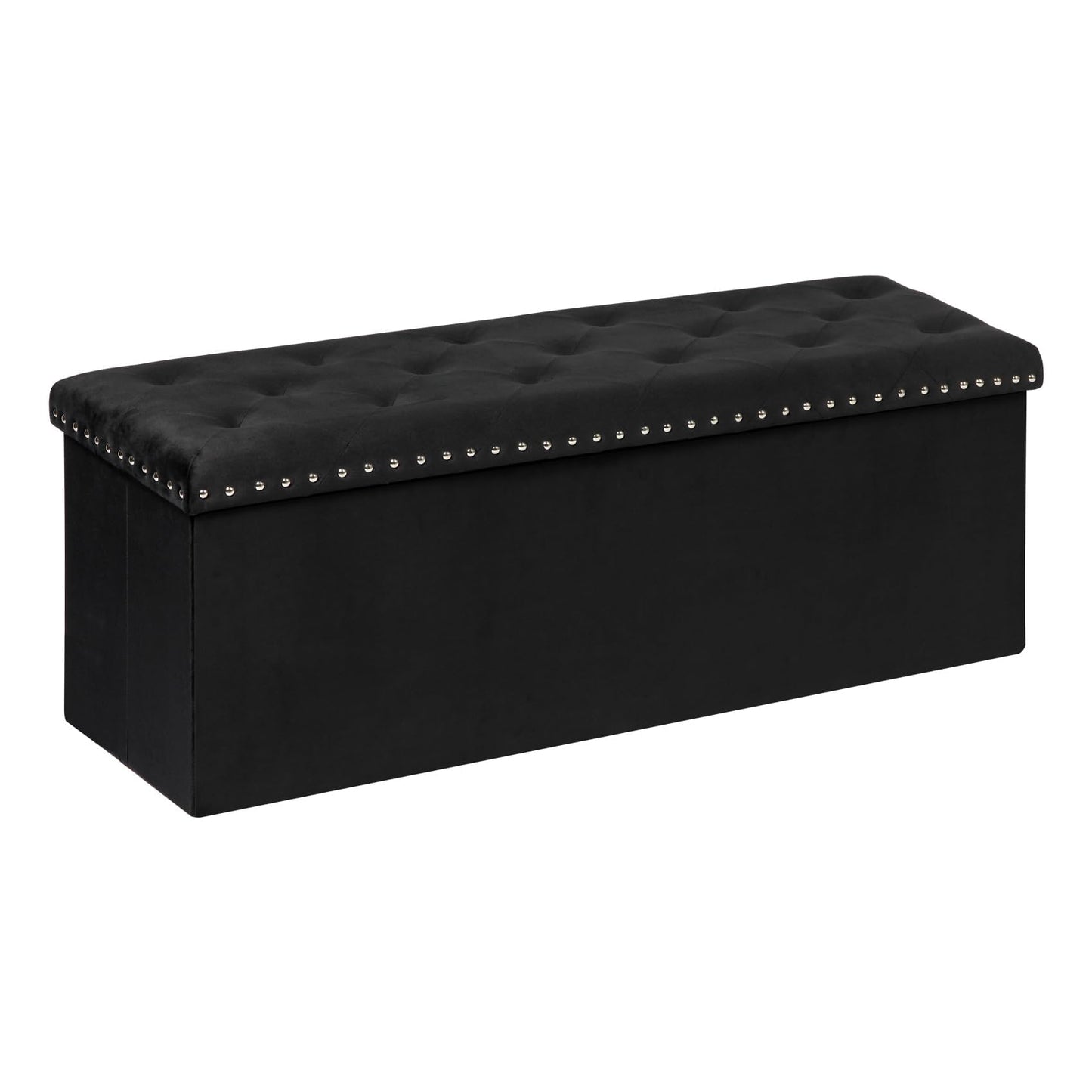 Bonlife Velvet Ottoman with Storage,Extra Large Storage Boxes with Lids, Folding Ottoman Bench Seat,Footstool for Living Room,110X40X40cm
