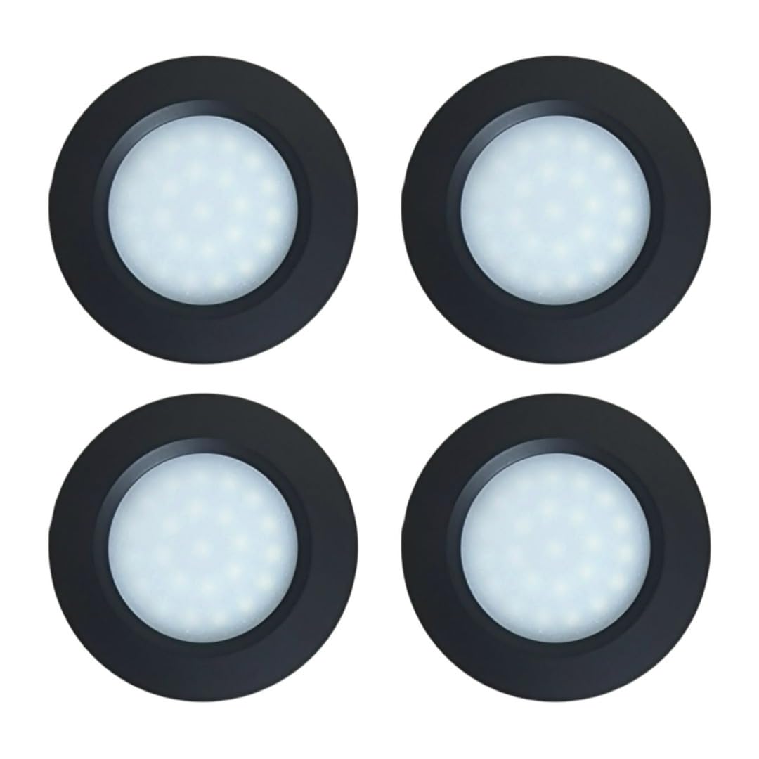 MARVIX 4 x LED 12V Spot Lights Touch Controlled ON/OFF Switch Dimmable Caravan Motorhome Boat Black Downlights Warm White 3000k