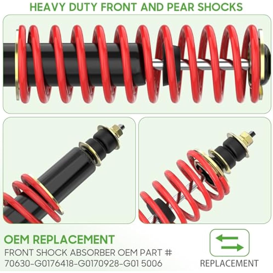 10L0L Golf Cart Front Rear Shock Absorber Set Coil Over Heavy Duty Shock Absorber Bolt Fits EZGO Medalist/TXT 1994+ Newer Gas or Electric, Replaces Part 70928-G01 76418-G01 (2 Pack)