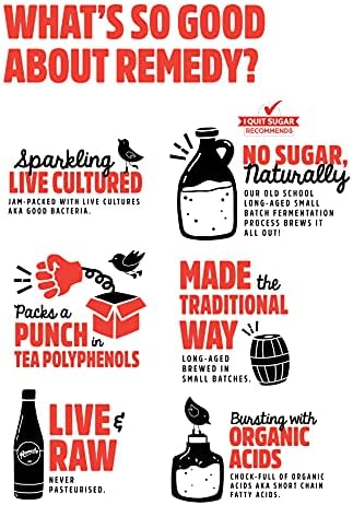 Remedy Kombucha Tea - 4 Flavour Mixed Pack - Sparkling Live Cultured Drink - Naturally Sugar Free Soft Drink - Prime Probiotic Drink for Gut Health - 24 x 250ml