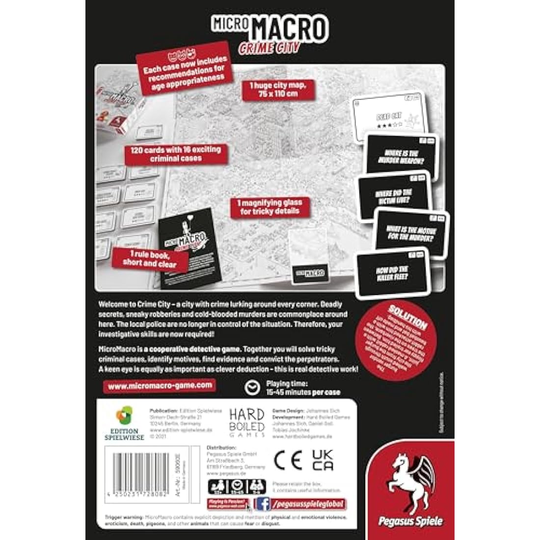 Pegasus Press | MicroMacro: Crime City | Board Game | Ages 12+ | 1-4 Players | 15-45 Minutes Playing Time