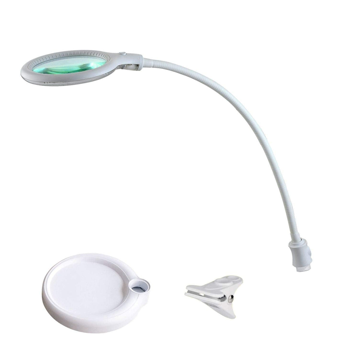 Lumeno 6805WS Magnifying lamp, 30 SMD LEDs, 6 watts, 480 Lumen, 5 dioptres, LED clamp lamp with 100 mm Real Glass Lens, for Beauty Salons, Cosmetics,