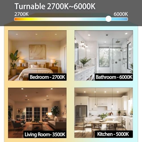 iLC Smart Recessed LED Downlights for Ceiling Lights, Work with Alexa (Echo Devices Required), 8W, 68-85mm CCT Color Temperature Turnable