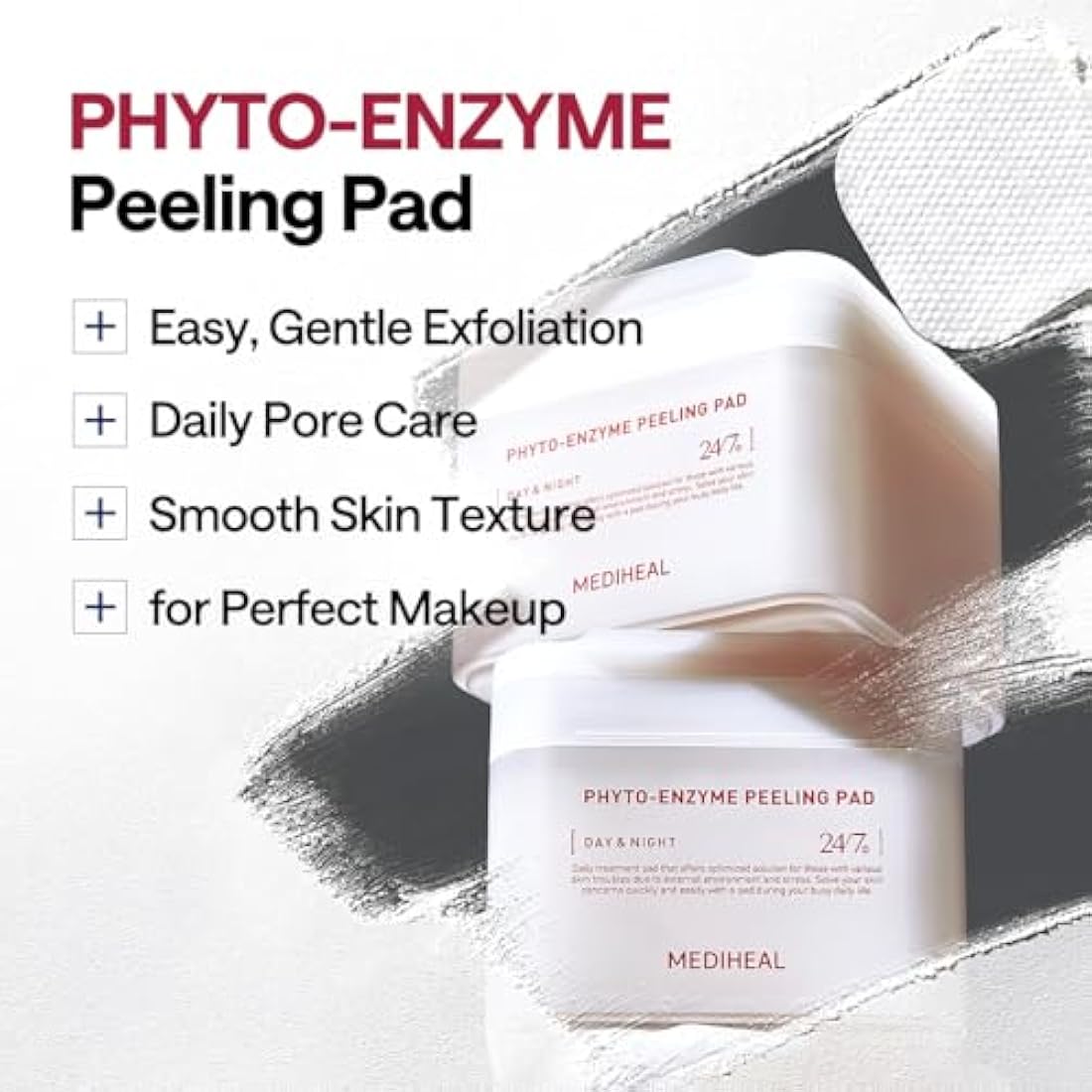 MEDIHEAL Phyto Enzyme Peeling Pad - Vegan Face Resurfacing Gauze Pads with LHA & Papaya Enzym - Pore Tightening Pads to Control Sebum - Exfoliating Pads for Dead Skin Cells, 90 Pads