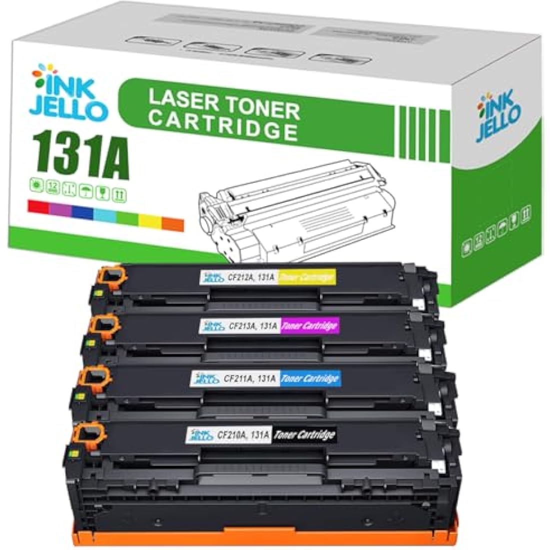 InkJello Compatible Toner Cartridge Replacement for HP LaserJet Pro 200 Color M251n M251nw MFP M276n MFP M276nw (BK/C/Y/M, 4-Pack)