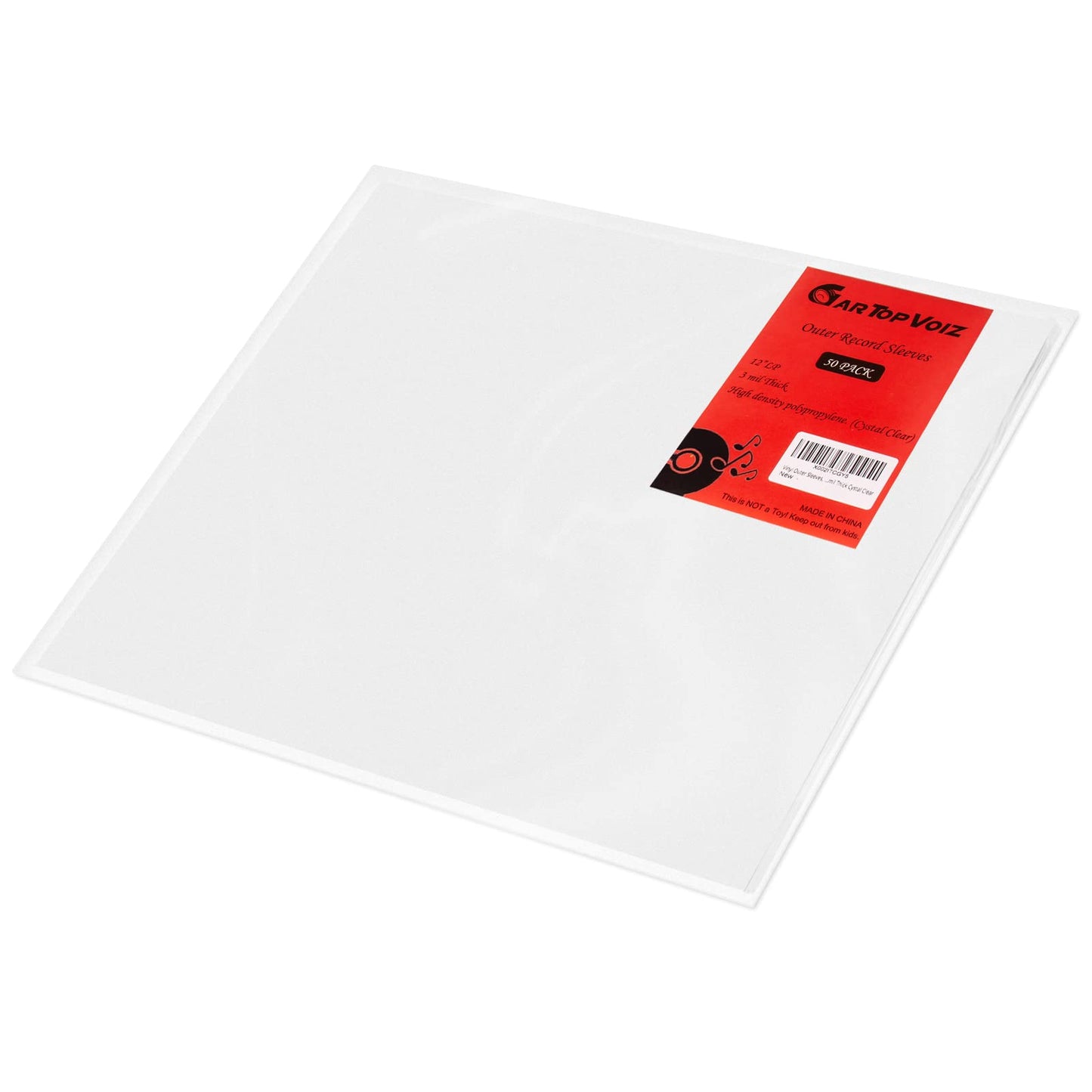 Gartopvoiz Outer Vinyl Sleeves, Set of 50 Plastic Vinyl Album Covers Protect 12" LP, 3 mil Thick Cystal Clear