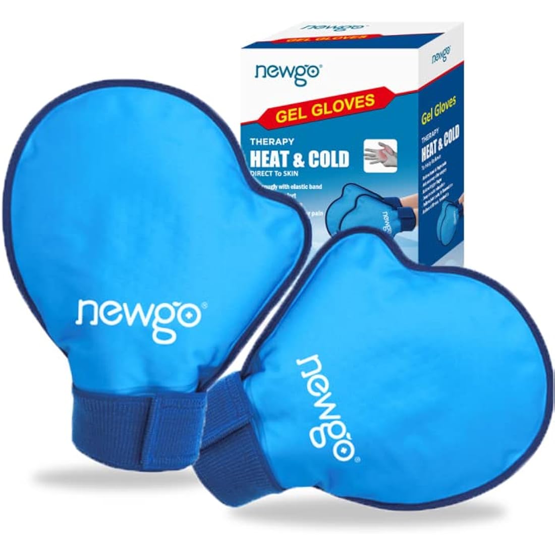 NEWGO Hand Ice Pack Glove, 2Pack Hot Cold Therapy Full Coverage Ice Cryotherapy Gloves, Soft Gel Hand Ice Pack for Hand Injuries, Carpal Tunnel, Rheumatoid Arthritis, Chemotherapy, Swelling -Blue