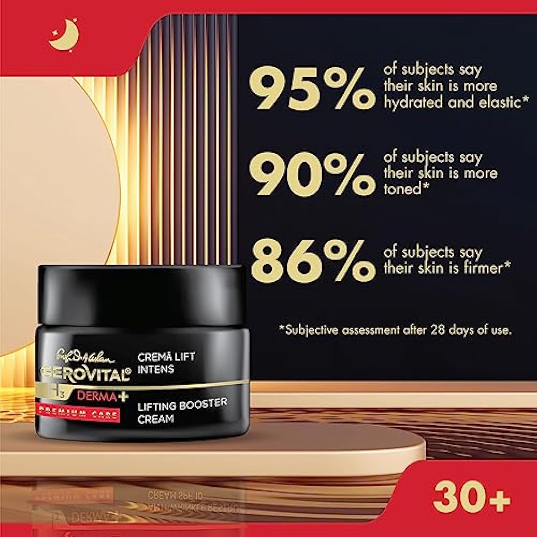 Gerovital H3 Derma+ Premium Care Intensive Lifting Night Face Cream – Moisturizing, Firms & Improves Skin Elasticity, 50ml