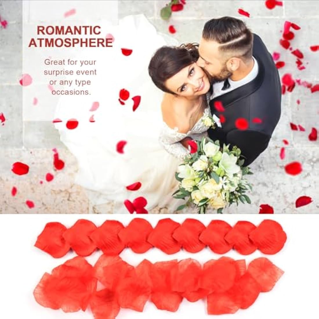 Redamancy 1200 pcs Red Rose Petals, Artificial Rose Flowers, No-Taste Emulation Silk Rose Petals for Wedding, Valentine's Day, Confession, Party Decoration