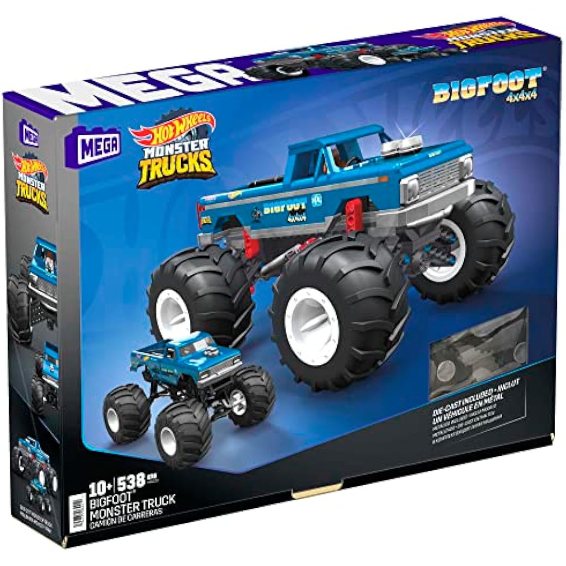 MEGA Hot Wheels Collectible Monster Truck Building Toy for Adults 1:18 Scale Bigfoot with Deluxe Features, for Fans and Collectors, HHD20