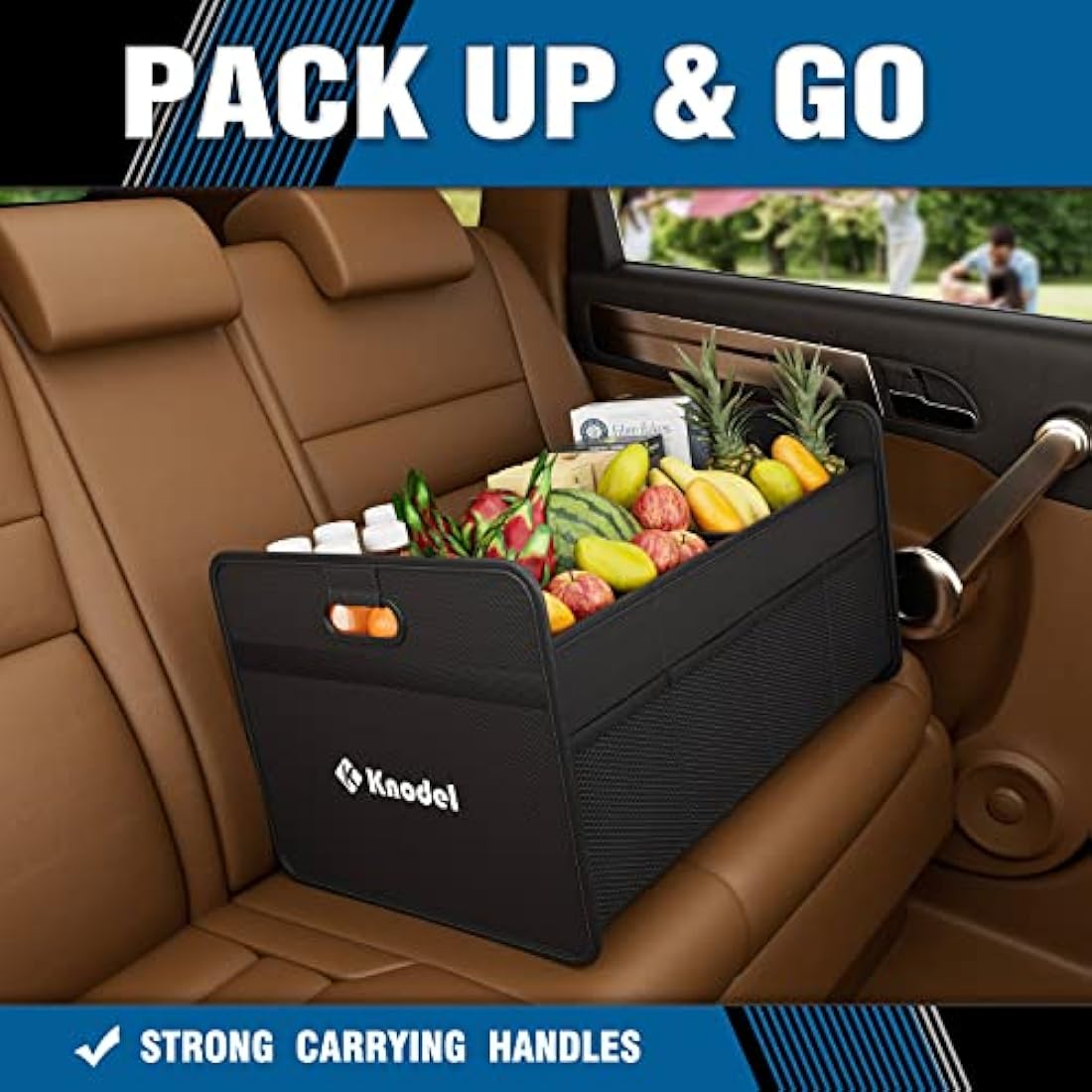 K KNODEL Car Boot Organiser, Foldable Car Boot Storage, Automotive Consoles & Organisers (Medium, Black)