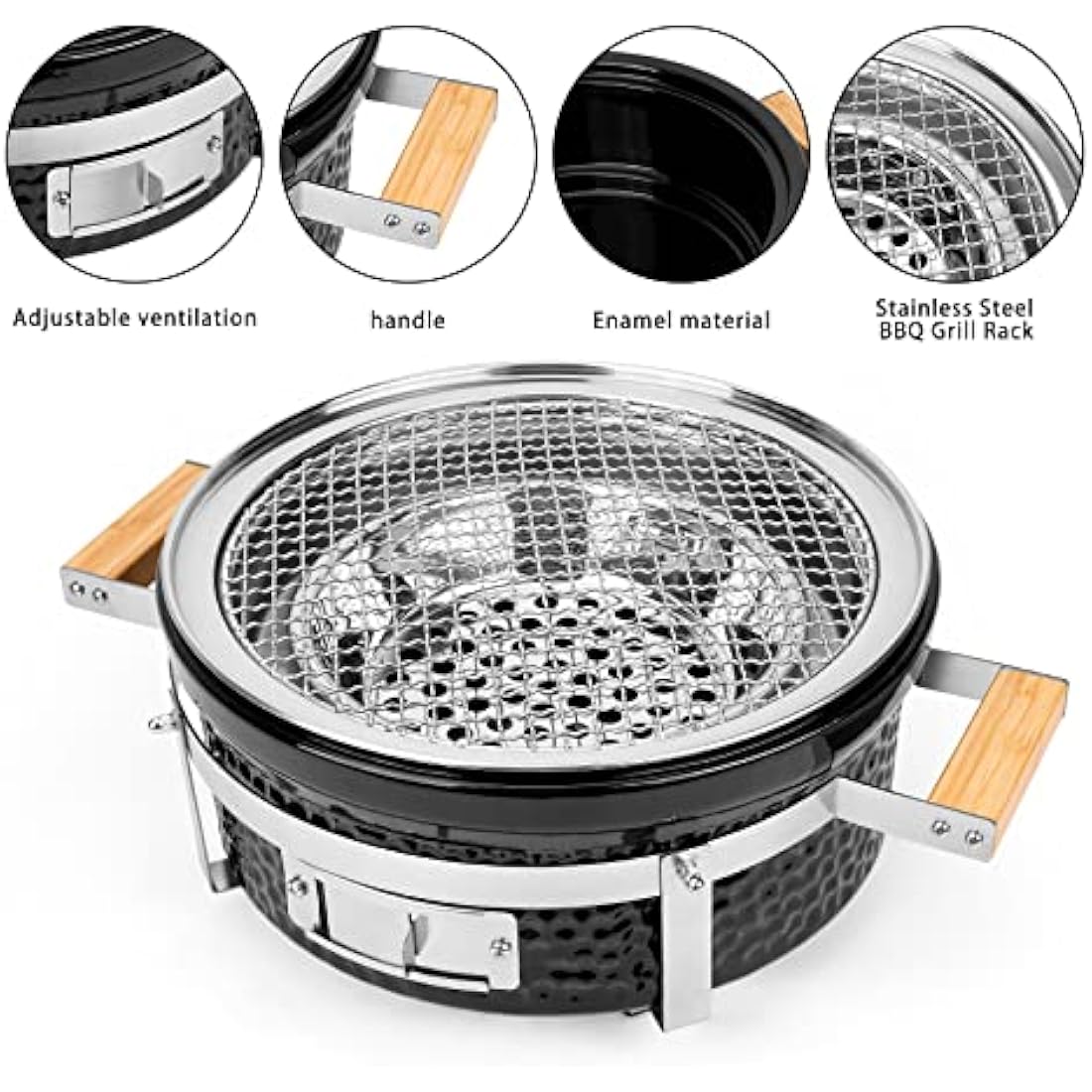 Onlyfire Round Tabletop Ceramic Clay Stove Portable BBQ Charcoal Grill,Portable Tabletop Grill for Outdoor,Indoor Cooking,Outdoor Camping and Garden