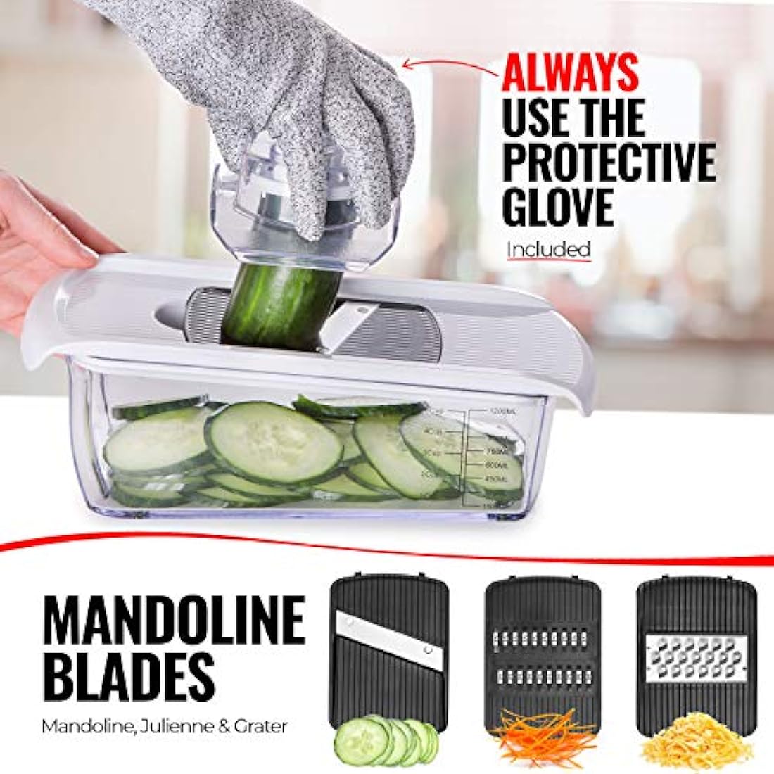 Vegetable Chopper Vegetable Cutter Mandoline Vegetable Slicer - Veggie Onion Salad Food Chopper Manual - Potato Chipper - Veg Chopper and Dicer - Kitchen Tools & Gadgets (7-in-1 Standard White)