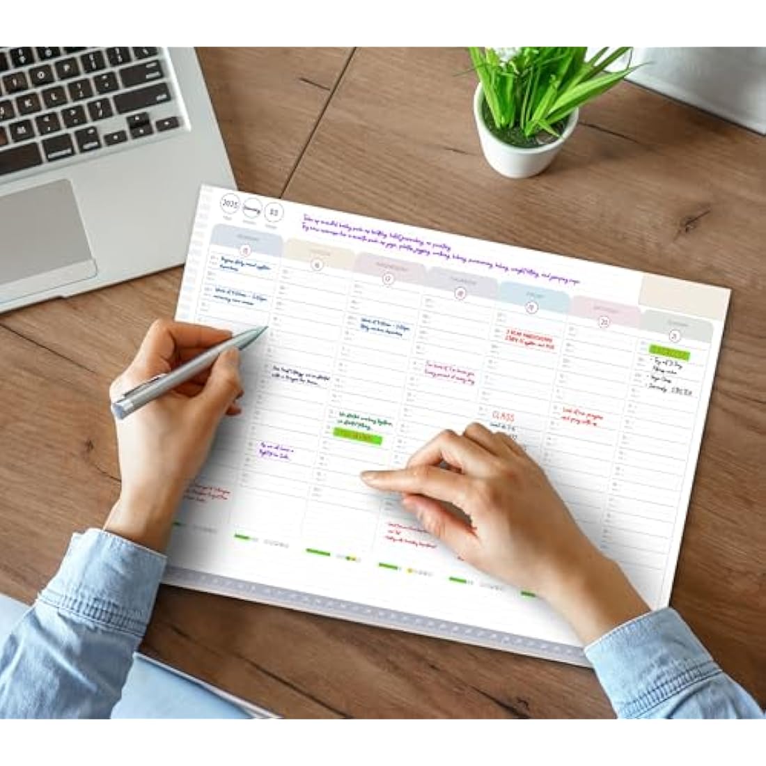 Weekly Planner Pad – To Do List Notepad Organiser – Day Planner with Sticky Notes, Desk Planner for Meal, Menu, Appointments, Schedule, Productivity and Habit Tracker – 40 Thick Sheets, 30x40cm