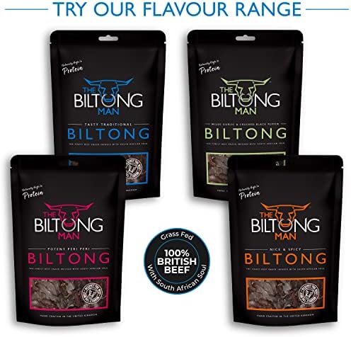 The Biltong Man Combo I Tasty Traditional Lean Beef Biltong & Droëwors Sticks I Healthy High Protein Dried Beef and Sausage Snack | 1Kg (2 x 500g)