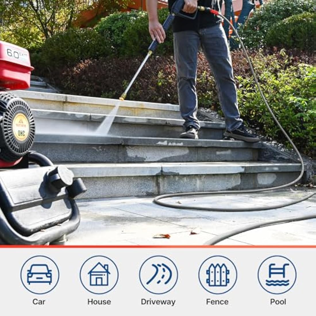 YAMATIC Super Flexible Pressure Washer Hose 7.6M/25FT x 1/4", M22 Kink Resistant Power Washer Hose Replacement for Flexzilla Uberflex Ryobi Troy Bilt Honda,Leak-Free M22 Fittings(3200 PSI/220 Bar)