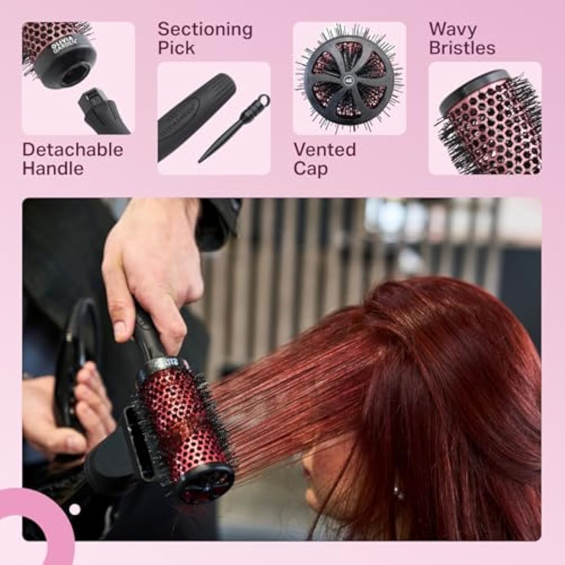 Olivia Garden Multibrush Curlers Kit - Size 45-4 Barrels of the Same Size & 1 Handle - Leave-In Barrels perfect for Curls and Volume