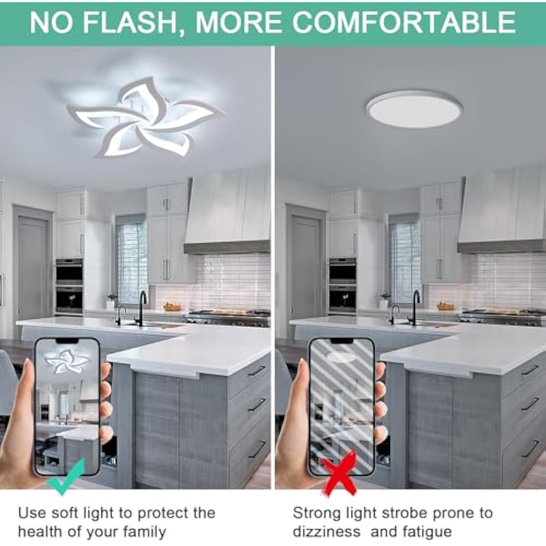 Dorlink LED Ceiling Light, 60W 5400LM Modern Design Ceiling Lighting, 5 Lights Living Room Ceiling Light Acrylic White Flower Fittings Ceilings for Bedroom, Kitchen, Dining Room 6500K Cool White