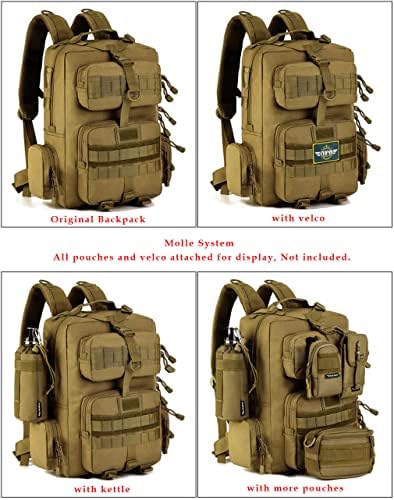 WTiger Hiking Backpack, 30L Tactical Backpack Molle Army Military Assault Pack Laptop Rucksacks Daypack for Outdoor Camping Fishing Trekking Hunting Travelling