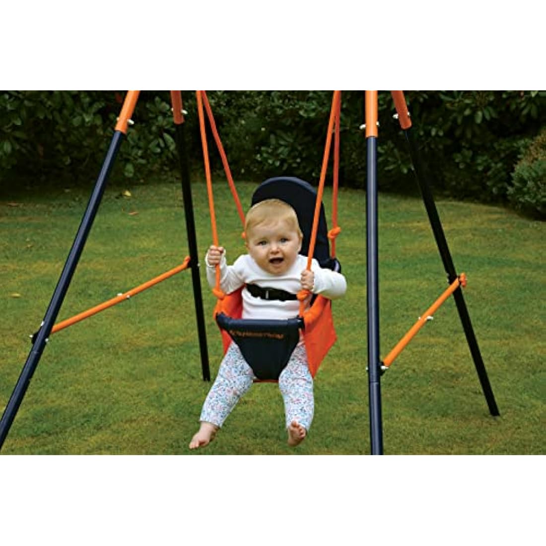 Hedstrom Folding Baby Swing Set | Age 6-36 Months | Outdoor Garden or Home Play Equipment Children | Adjustable Kids Playground | Toddler Toy Chair High Back, Blue/Orange