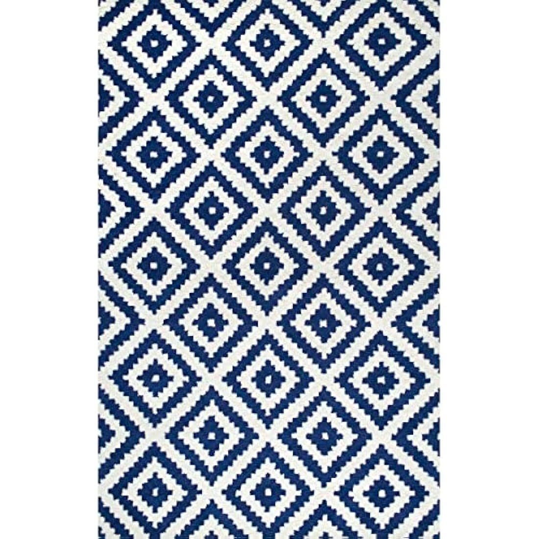 nuLOOM Kellee Hand Tufted Geometric Wool Accent Rug, 2x3, Navy