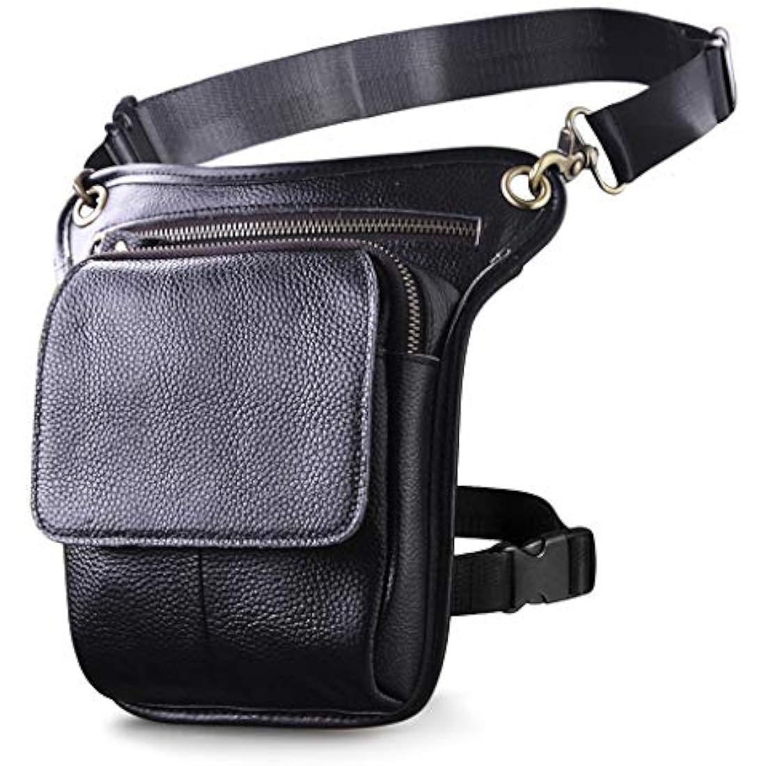 Le'aokuu Mens Genuine Leather Messenger Motorcycle Outdoor Hip Bum Fanny Belt Waist Pack Drop Leg Thigh Bag 211-1