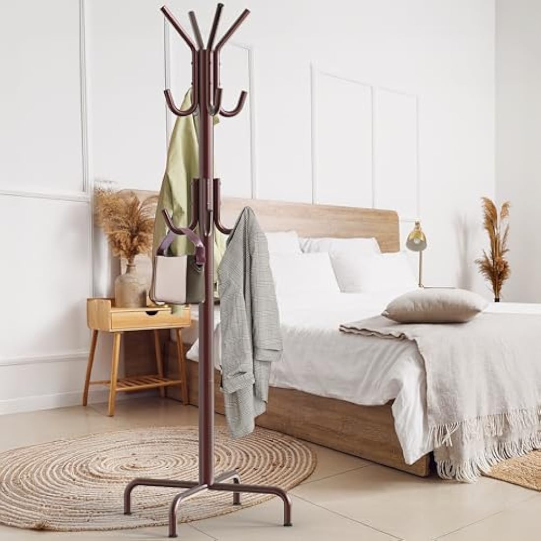 Simple Houseware Standing Coat and Hat Hanger Organizer Rack, Bronze