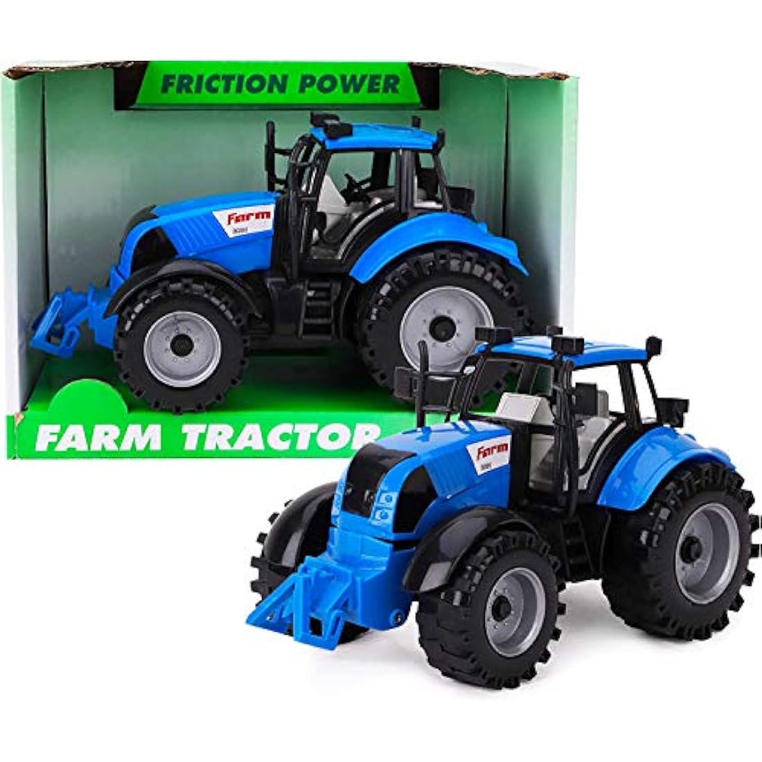 Toyland® Friction Powered Farm Tractor with Opening Hat – Available in Pink, Blue, Red & Green (Blue)